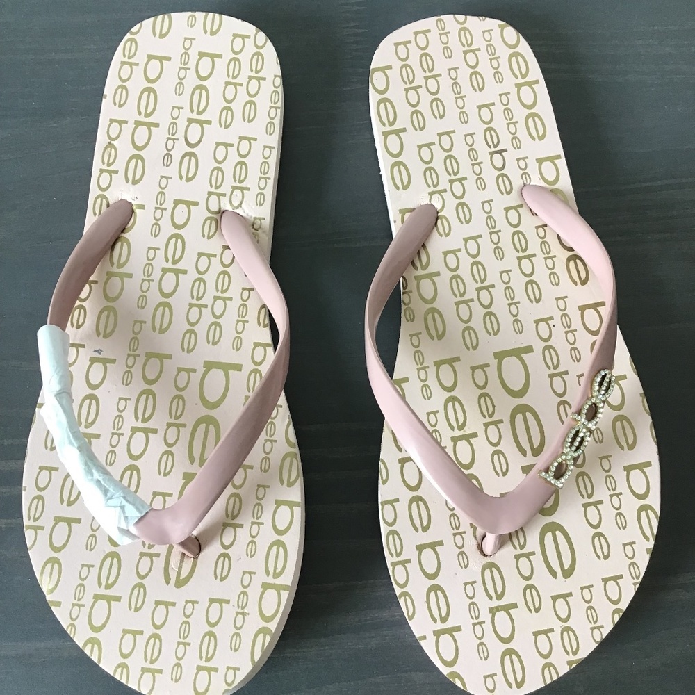 BEBE Women's Samirah Logo Flip Flops